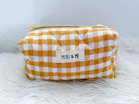 Quilted Makeup Pouch - Mustard