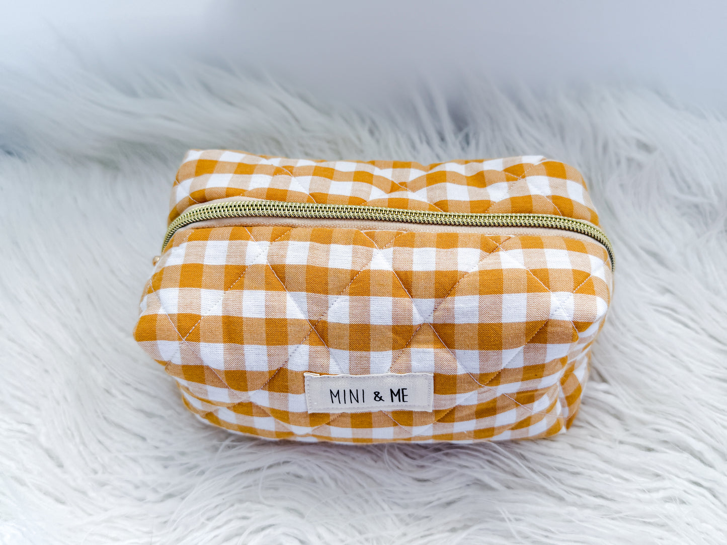 Quilted Makeup Pouch - Mustard