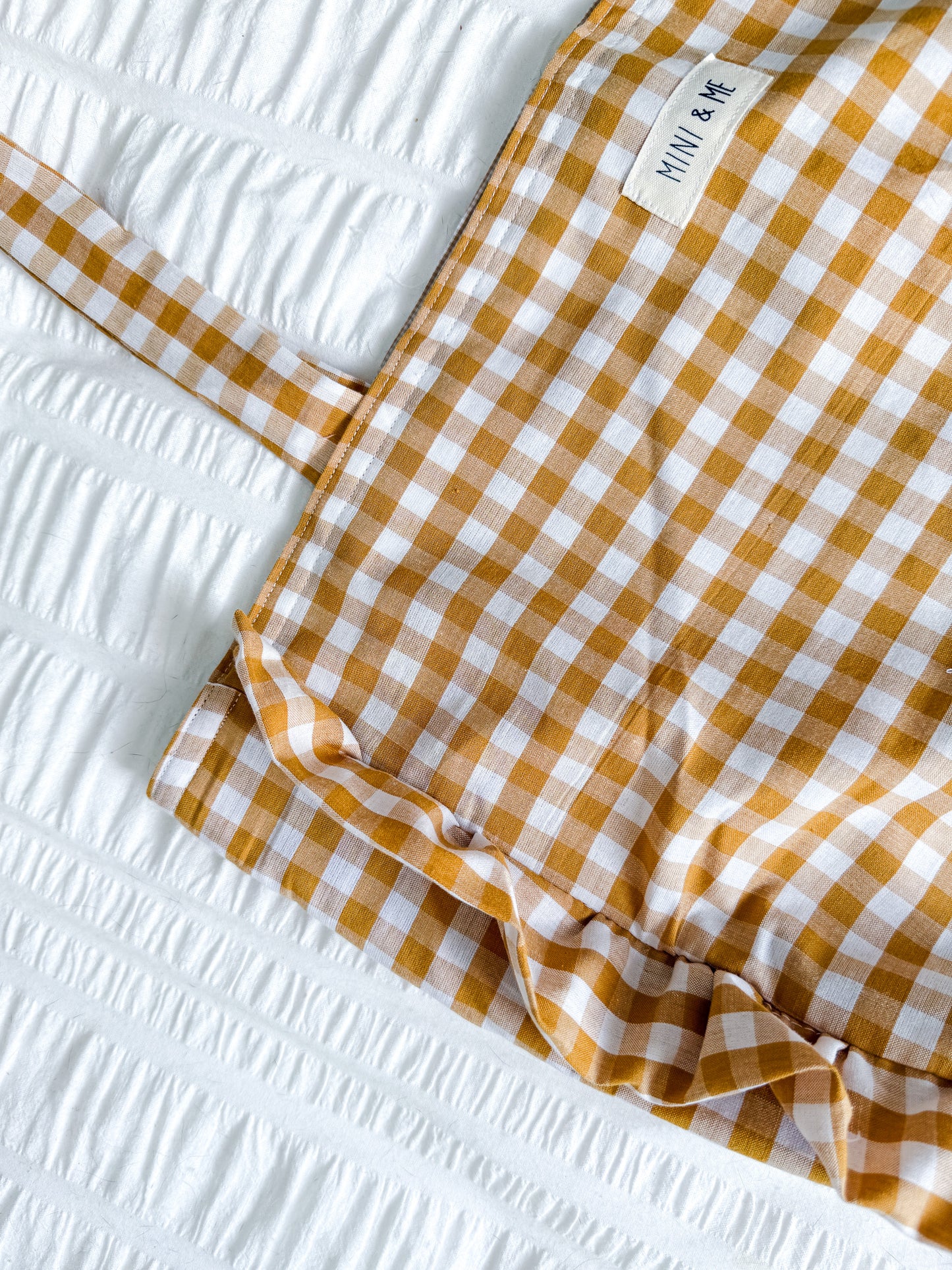 Large Ruffle Tote Bag - Mustard Gingham