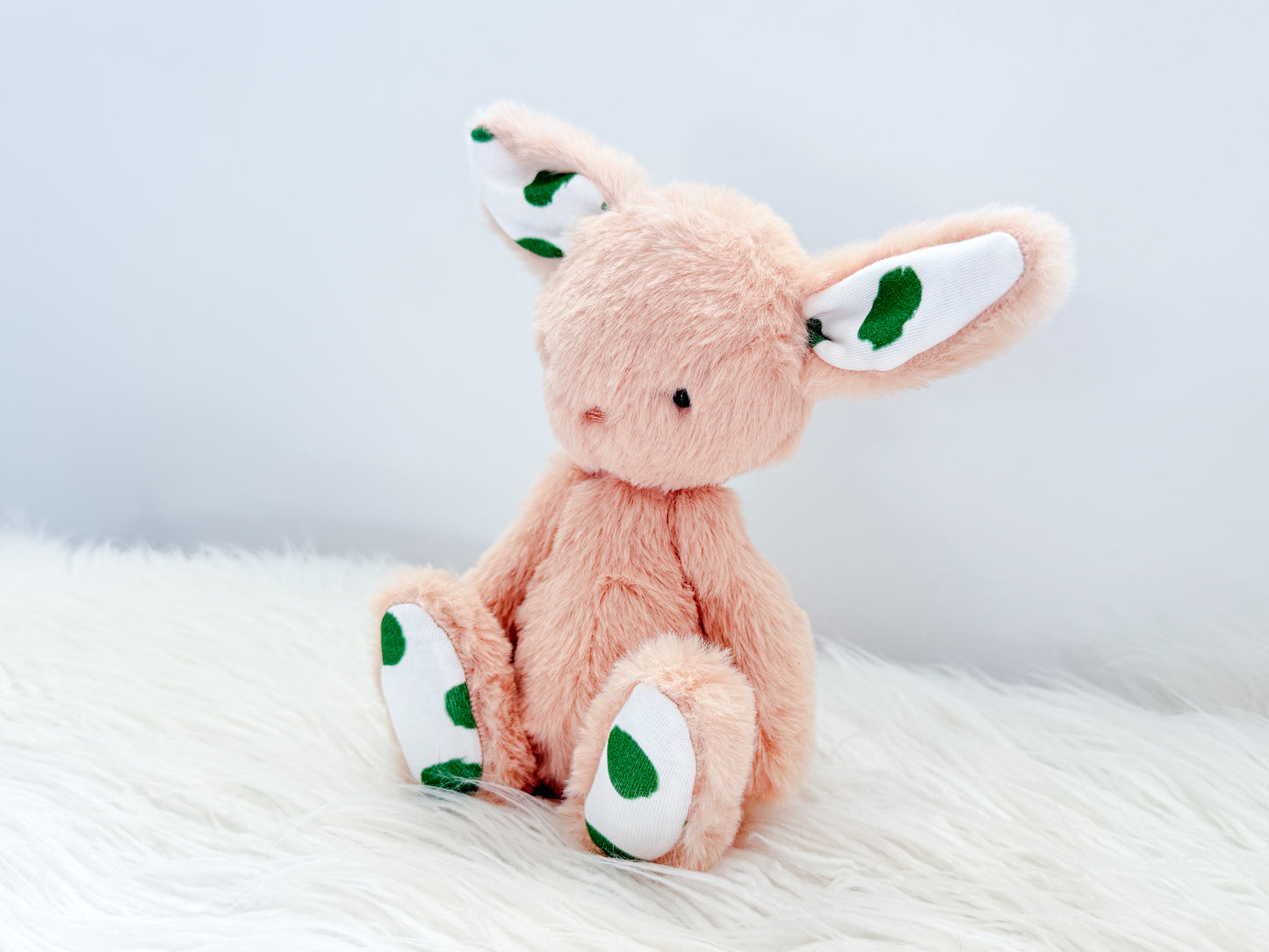 Mini Minky Snuggle Bunny in Tan and Green