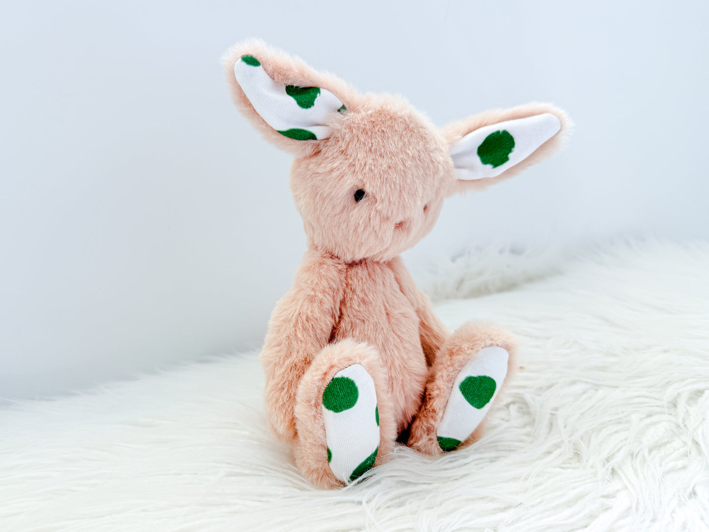 Mini Minky Snuggle Bunny in Tan and Green