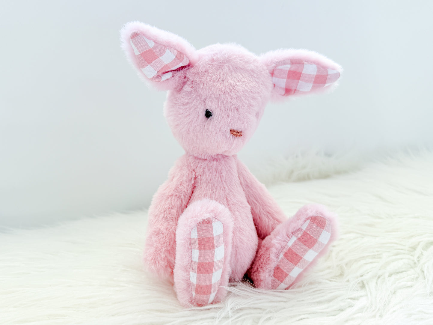 Mini Minky Snuggle Bunny in Pink Gingham