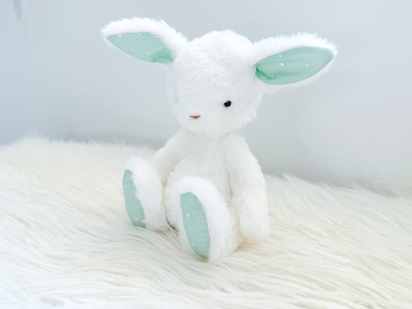 Mini Minky Snuggle Bunny in Snow and Green