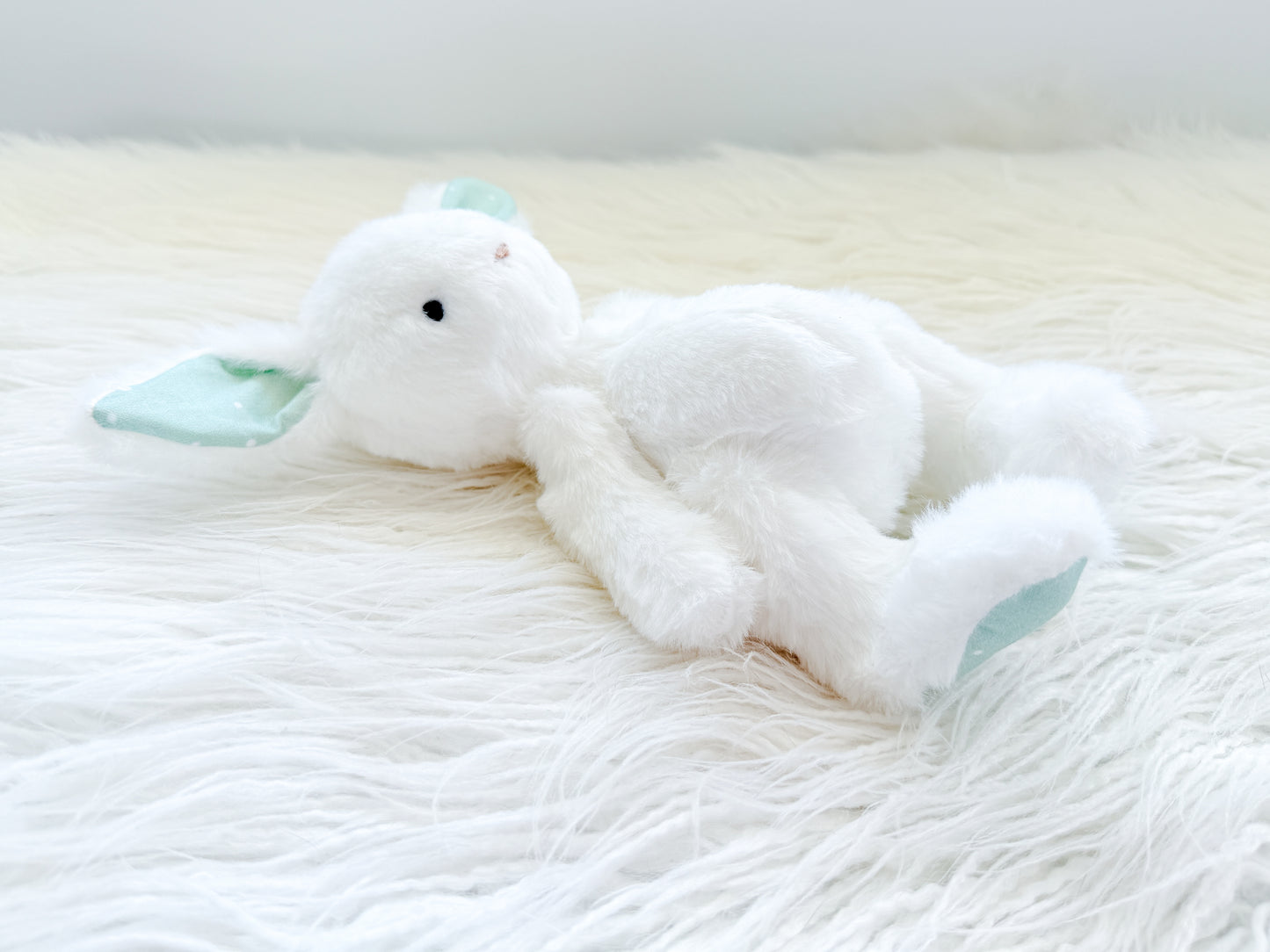 Mini Minky Snuggle Bunny in Snow and Green