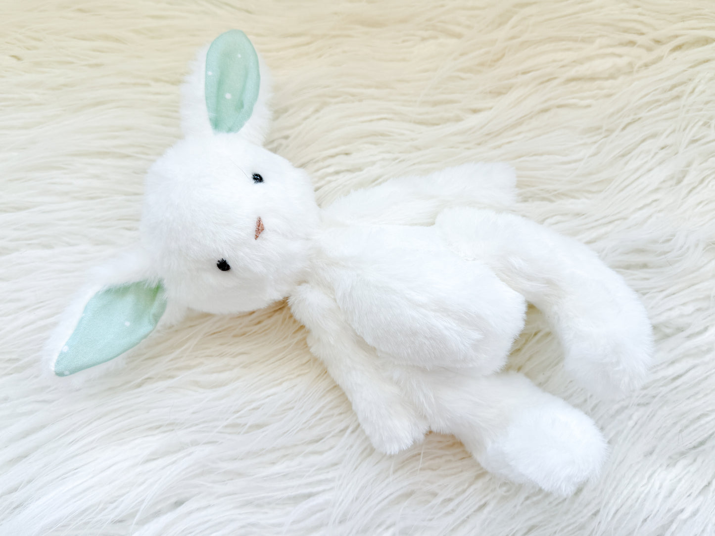 Mini Minky Snuggle Bunny in Snow and Green