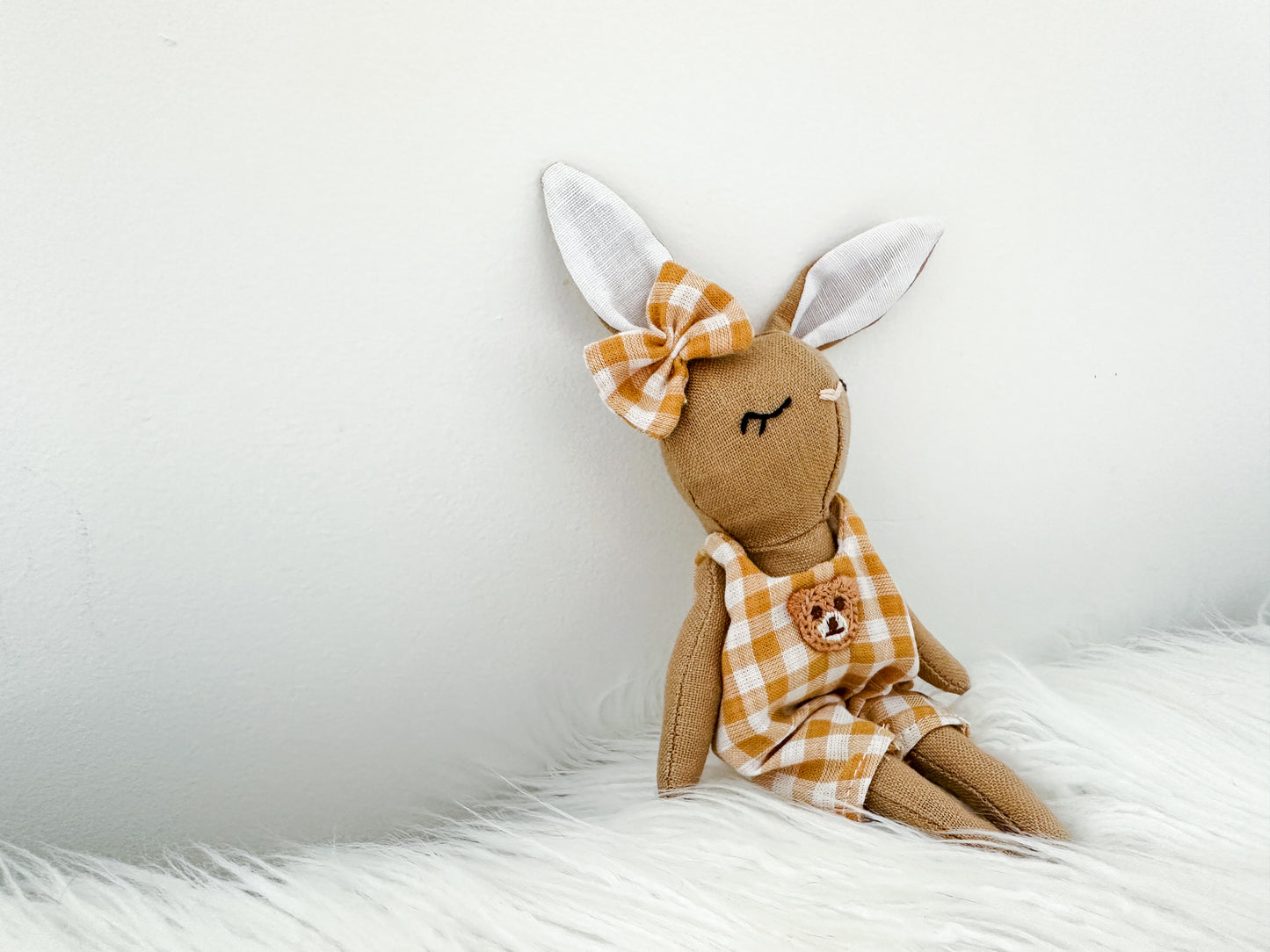 Mini Linen in Bunny in Mustard Gingham