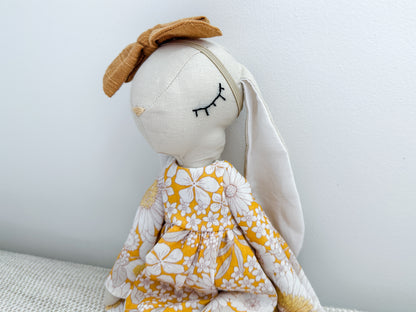 Linen Bunny in Light Grey and Mustard