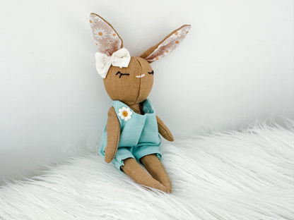 Mini Linen Bunny in Blue Romper