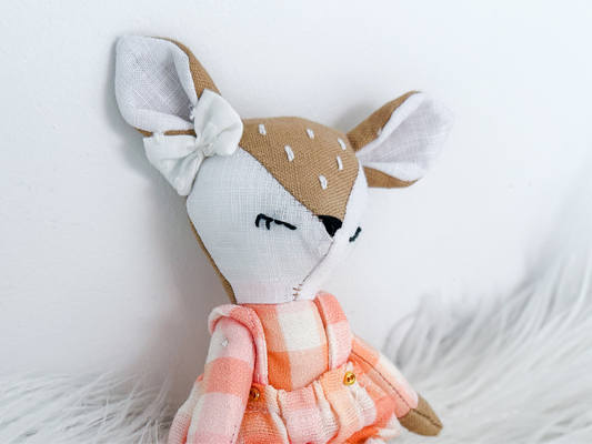 Mini Linen Deer in Tan