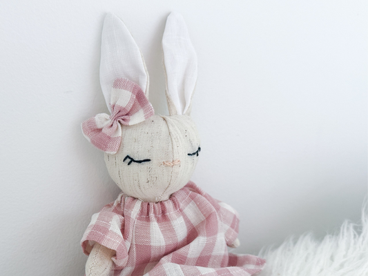 Mini Linen Bunny - Pink Gingham