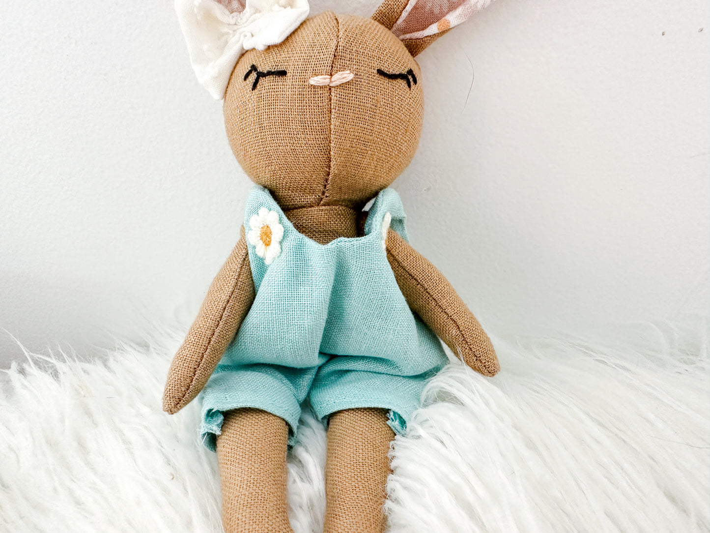 Mini Linen Bunny in Blue Romper