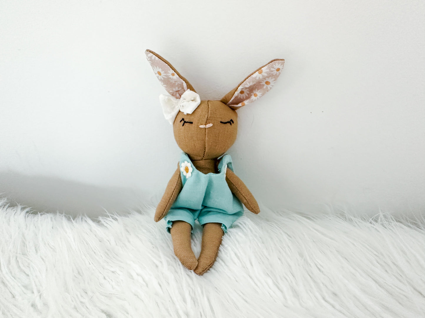 Mini Linen Bunny in Blue Romper