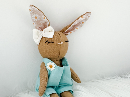 Mini Linen Bunny in Blue Romper