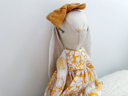 Linen Bunny in Light Grey and Mustard