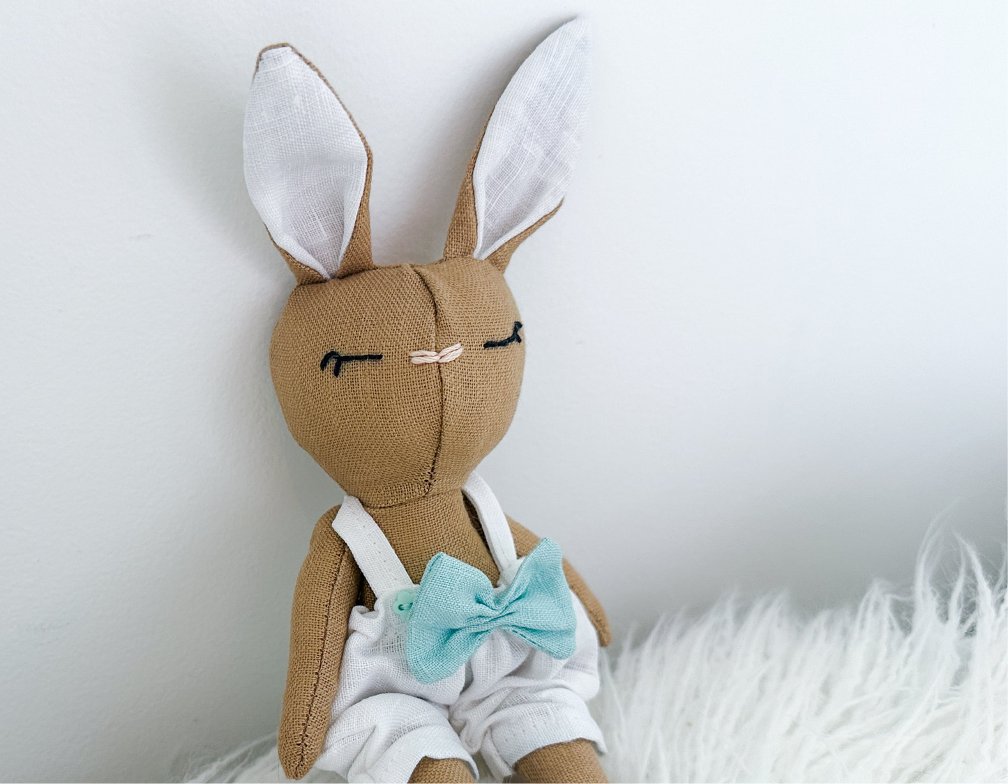 Mini Linen Bunny in Tan & White Bloomers