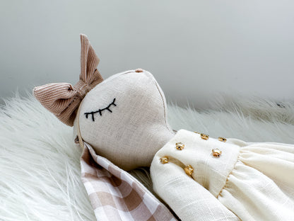 Linen Bunny in Light Grey and Gingham