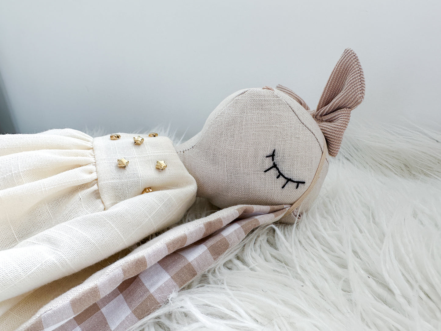 Linen Bunny in Light Grey and Gingham