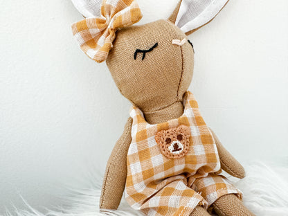 Mini Linen in Bunny in Mustard Gingham