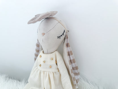 Linen Bunny in Light Grey and Gingham