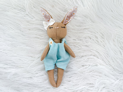 Mini Linen Bunny in Blue Romper