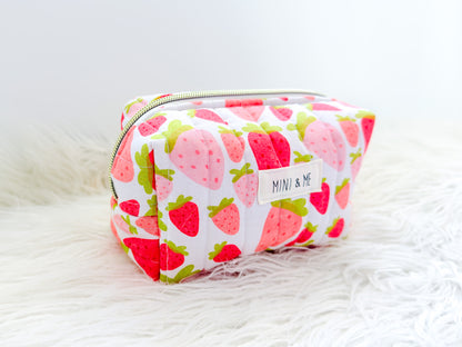 Strawberry Fields Quilted Everything Pouch – Mini & Me Original Print