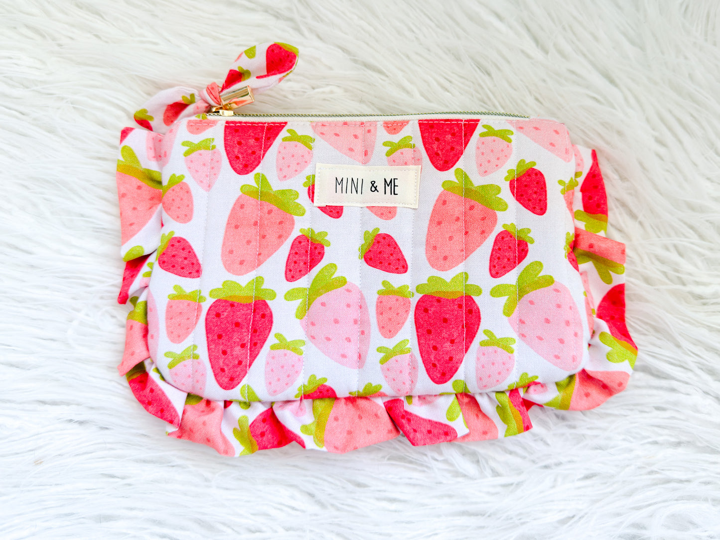 Strawberry Fields Ruffle Pouch – Mini & Me Original Print