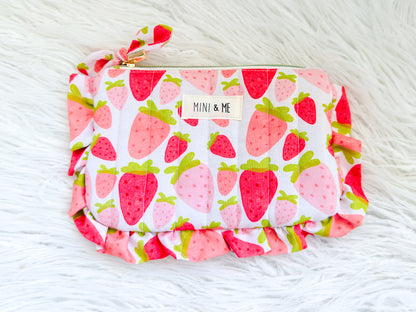 Strawberry Fields Ruffle Pouch – Mini & Me Original Print
