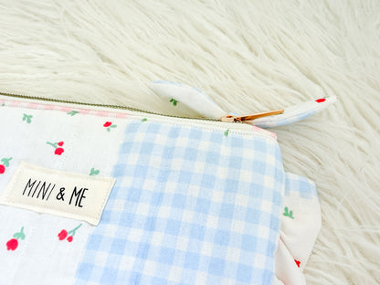 Cherry Picnic Patchwork Gingham Ruffle Pouch