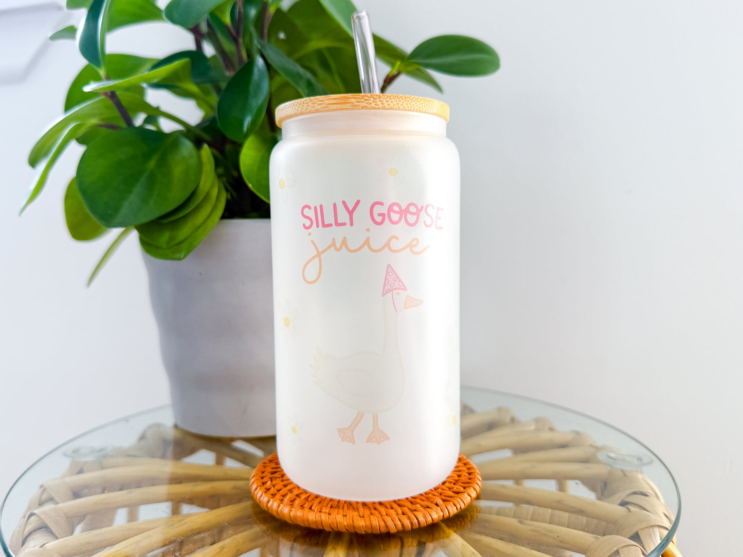 16oz Eco-Friendly Frosted Glass Tumbler - Silly Goose Juice