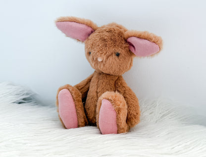 Mini Minky Snuggle Bunny in Brown and Dusty Pink