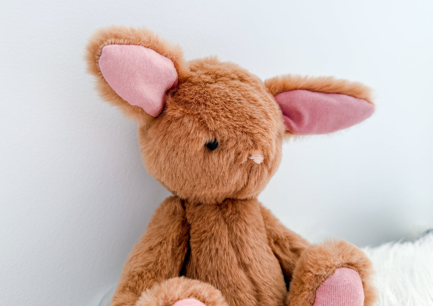 Mini Minky Snuggle Bunny in Brown and Dusty Pink