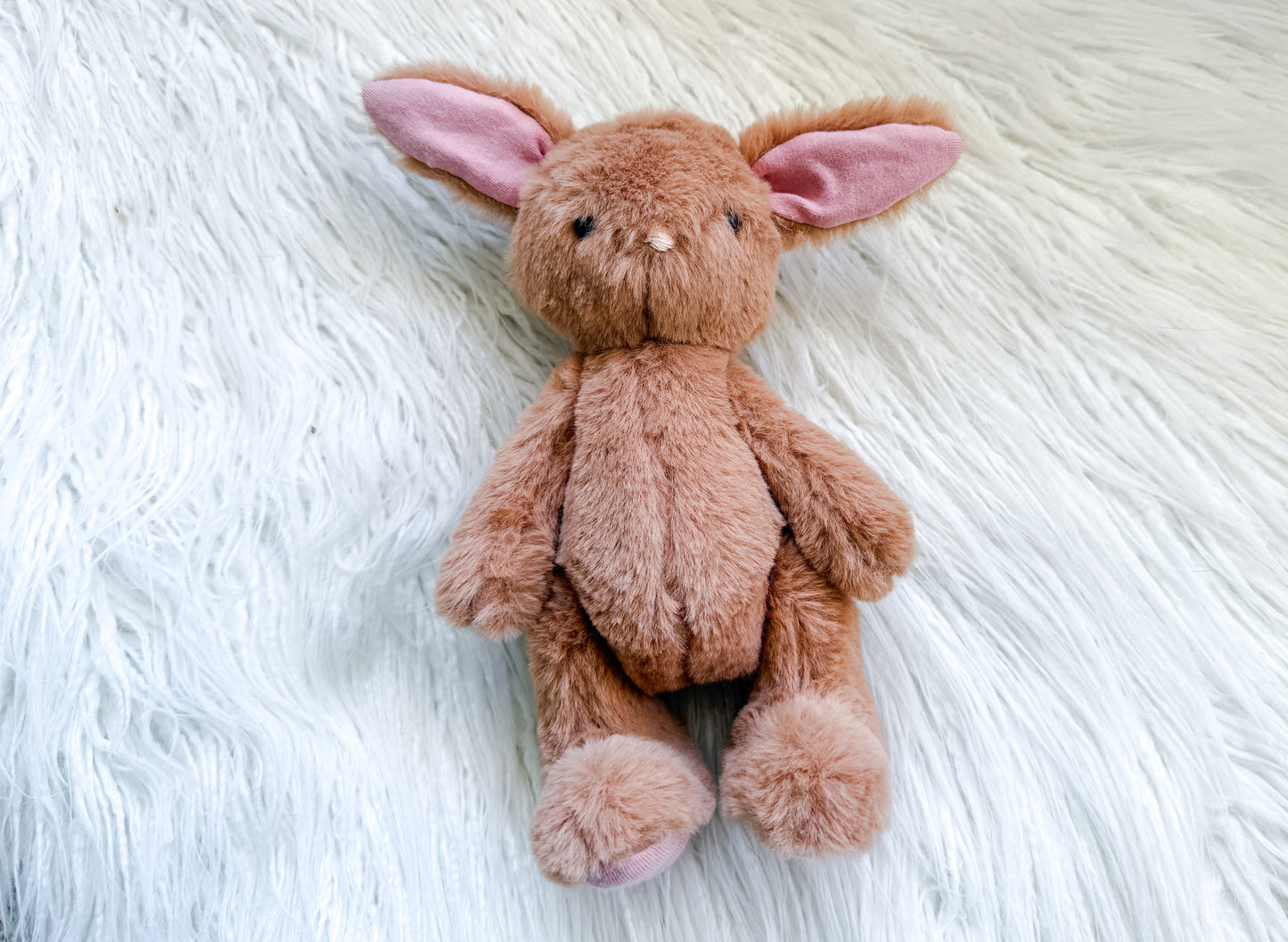 Mini Minky Snuggle Bunny in Brown and Dusty Pink