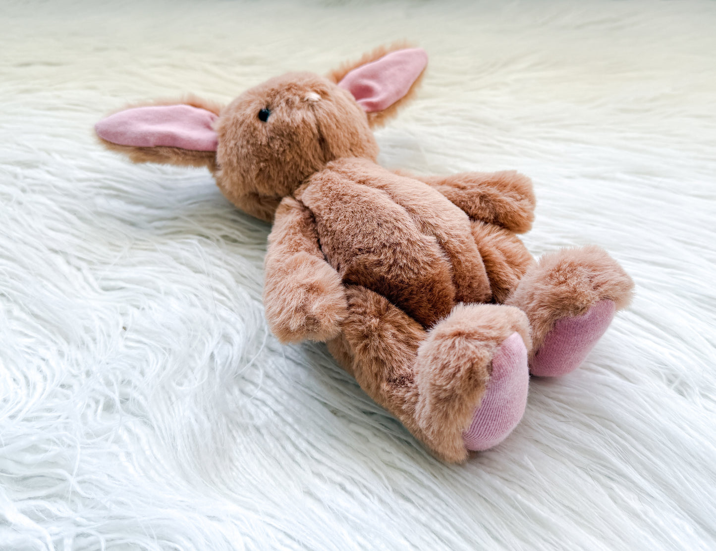 Mini Minky Snuggle Bunny in Brown and Dusty Pink