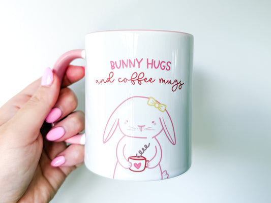 11oz Ceramic Mug - Bunny Hugs and Coffee Mugs