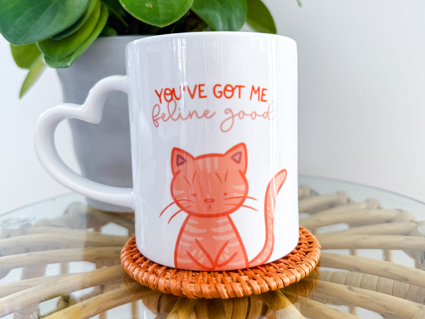 11oz Ceramic Mug - Ginger Cat - You've Got Me Feline Good