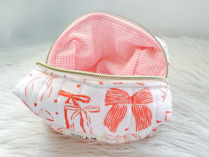 Pink Bows Quilted Everything Pouch
