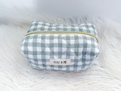 Quilted Makeup Pouch - Sage