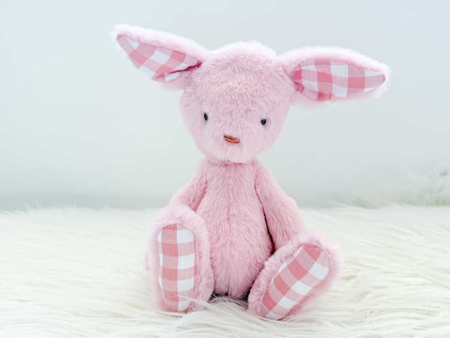 Mini Minky Snuggle Bunny in Pink Gingham