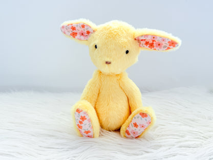 Mini Minky Snuggle Bunny in Duck Yellow Floral