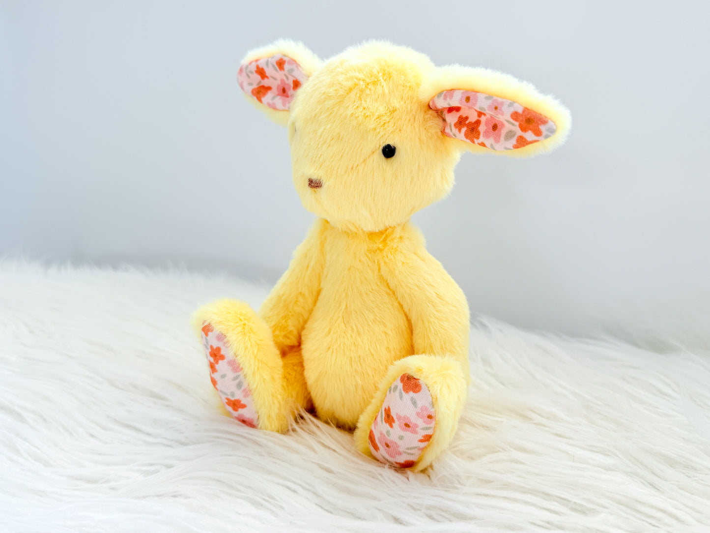 Mini Minky Snuggle Bunny in Duck Yellow Floral