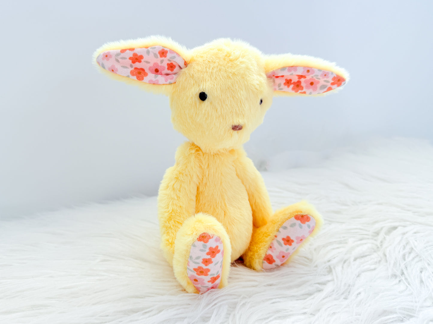 Mini Minky Snuggle Bunny in Duck Yellow Floral