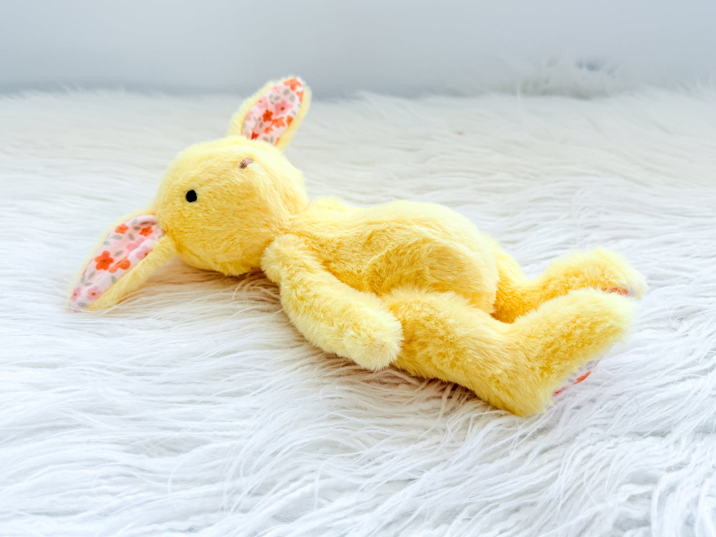 Mini Minky Snuggle Bunny in Duck Yellow Floral