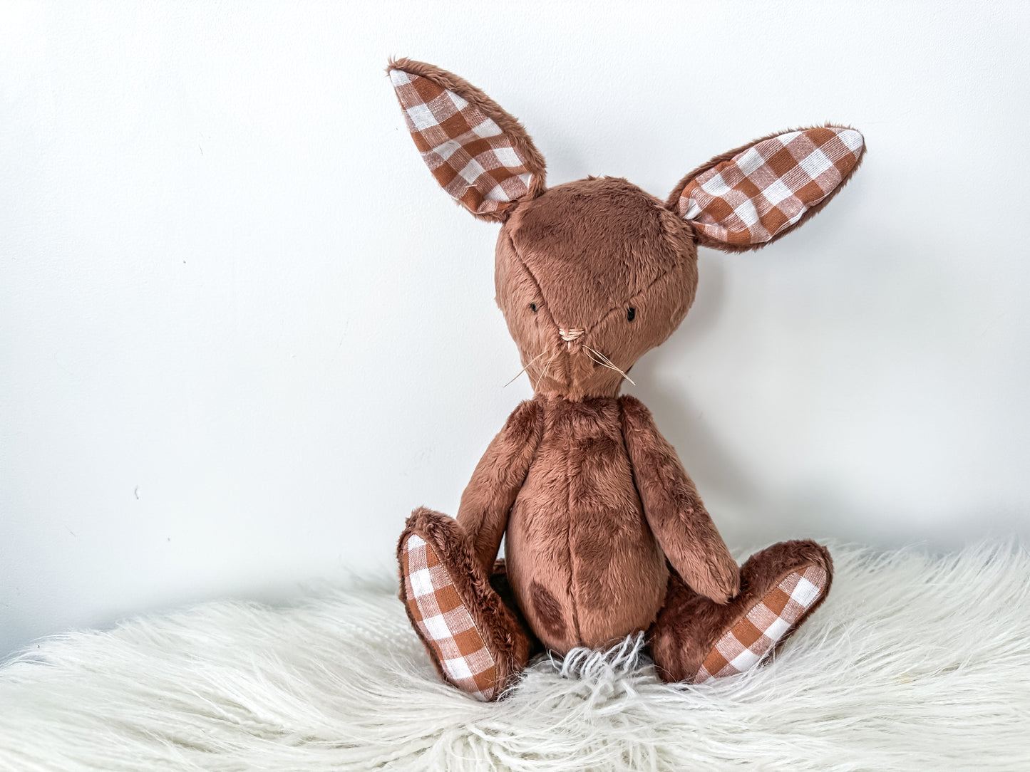 Minky Bunny in Brown Gingham