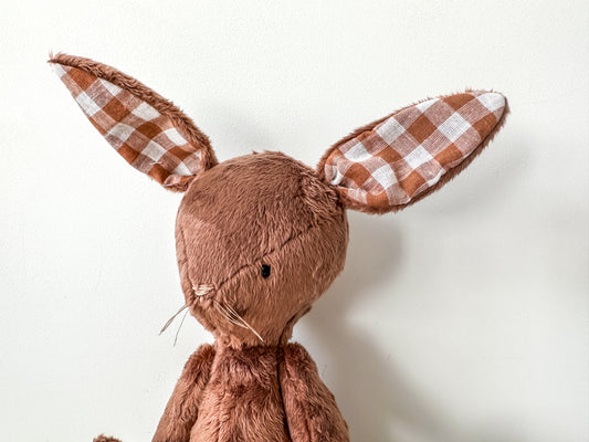 Minky Bunny in Brown Gingham