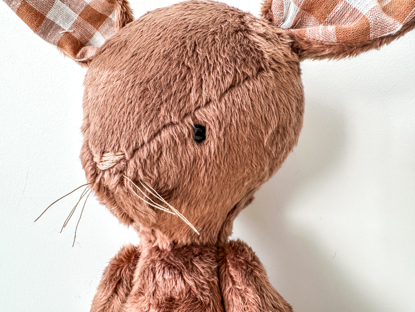 Minky Bunny in Brown Gingham