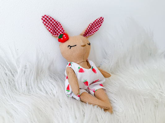 Millie the Strawberry Linen Bunny