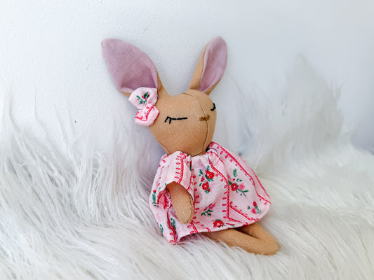 Elsie the Floral Linen Bunny