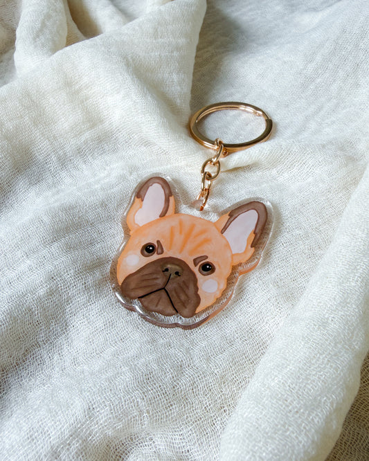 French Bulldog Keychain | Hand-Illustrated Acrylic Dog Keyring