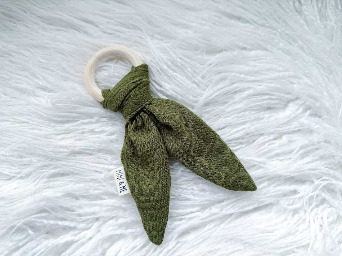 Bunny Ear Teether in Forest Green