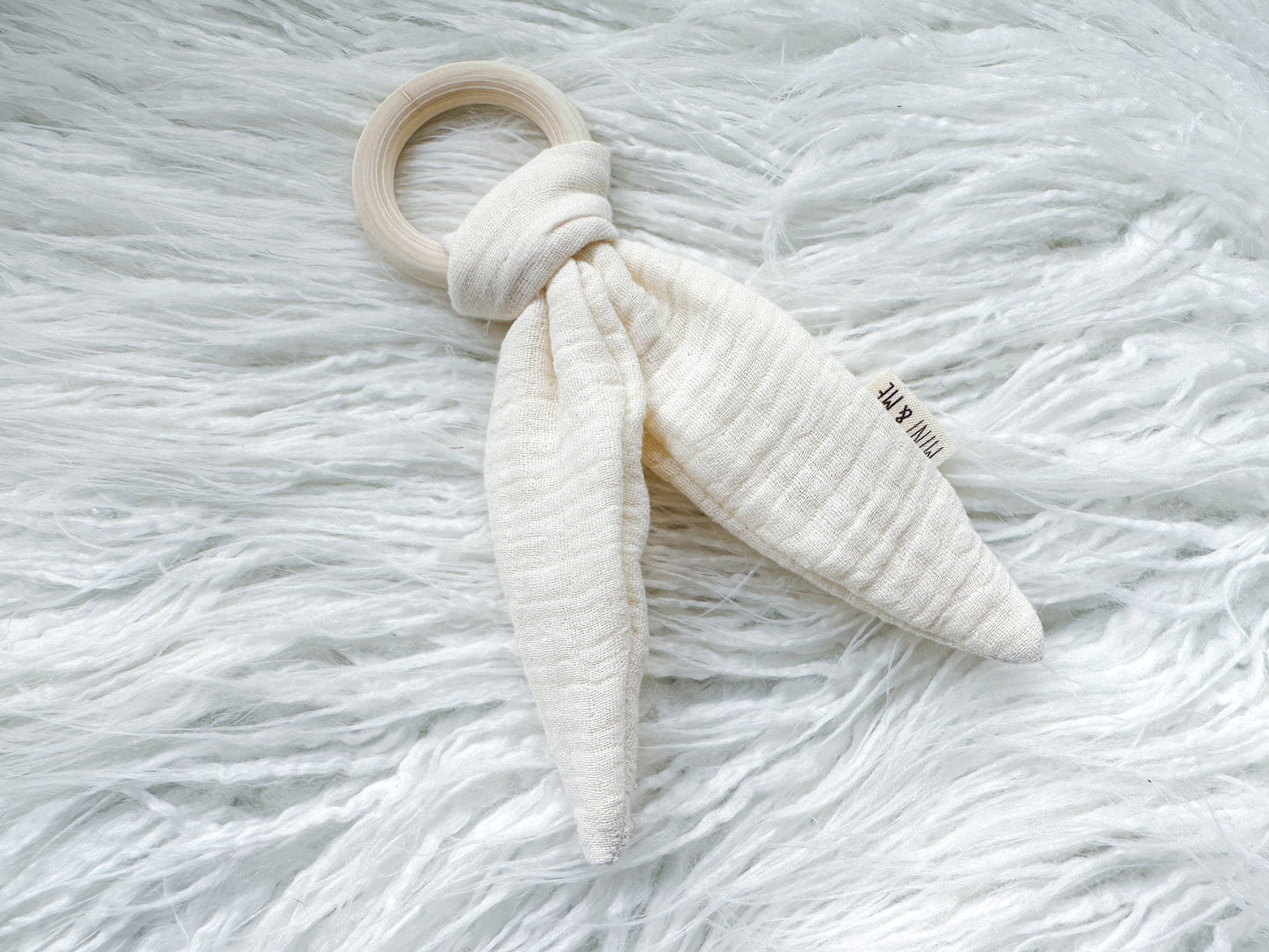 Bunny Ear Teether in Beige Muslin